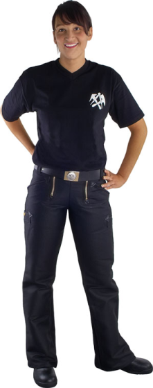 Damen Zunfthose ALEX Doppel-Pilot schwarz, ausgestelltes Bein
